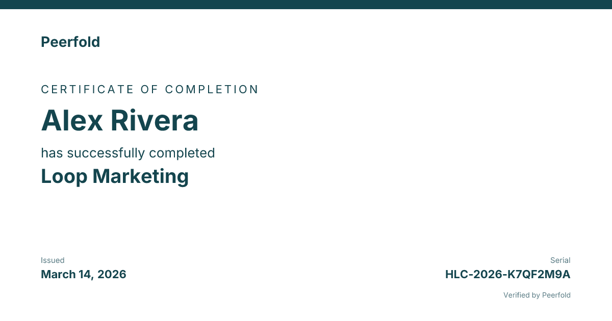 An example of the certificate you receive