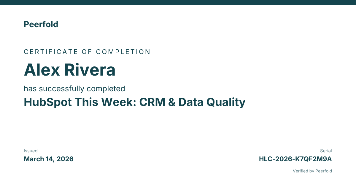 An example of the certificate you receive
