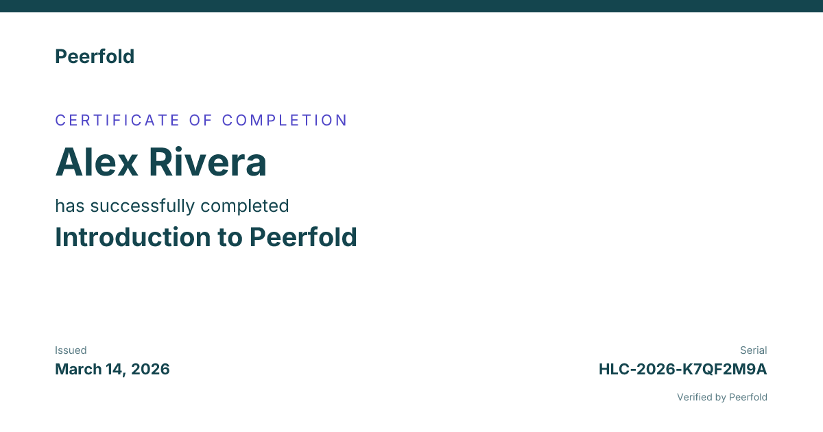 An example of the certificate you receive