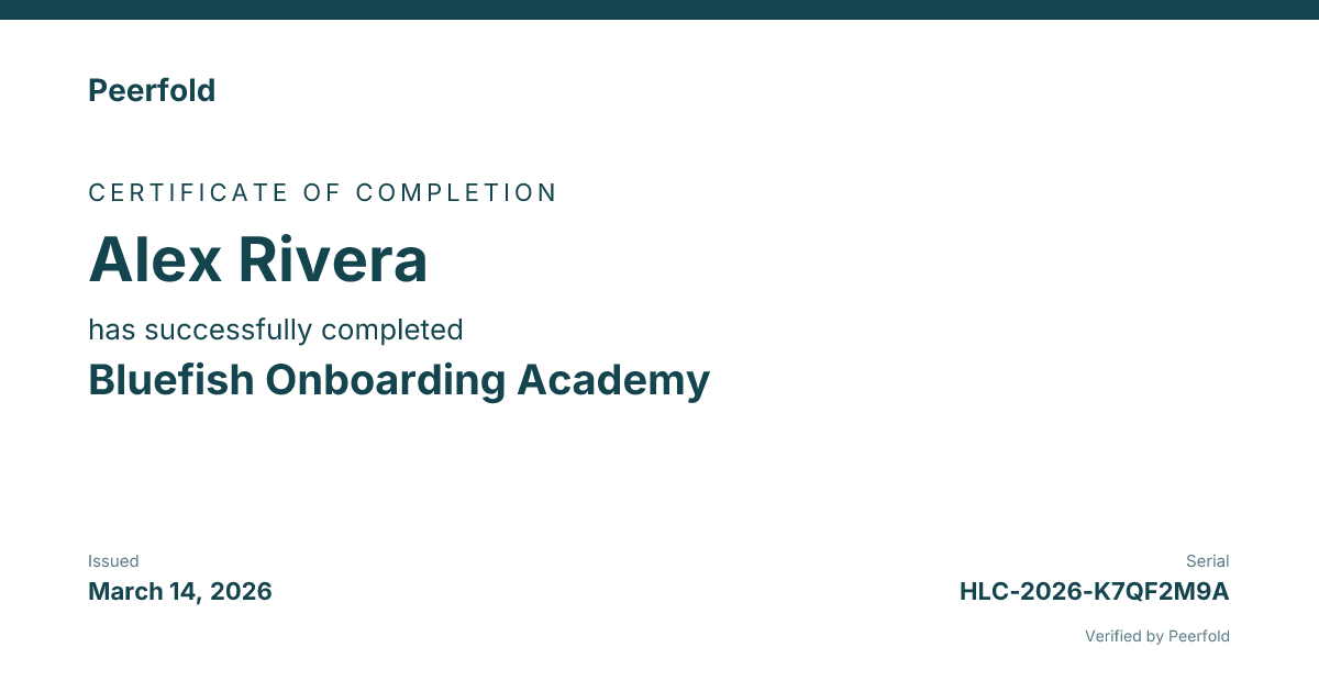 An example of the certificate you receive