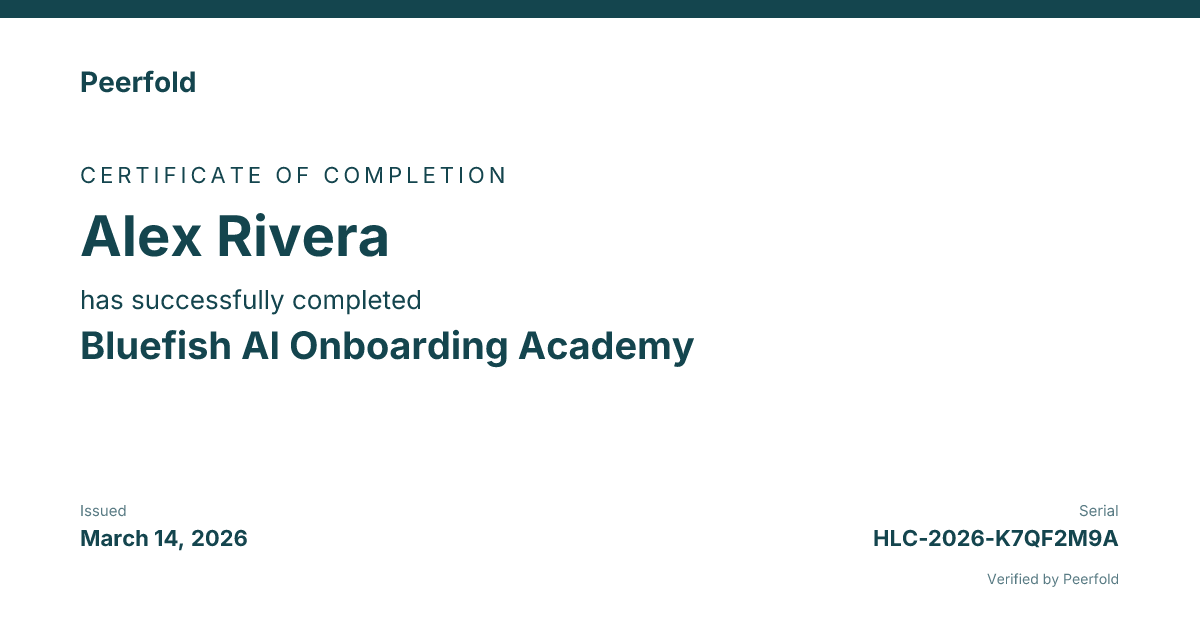 An example of the certificate you receive