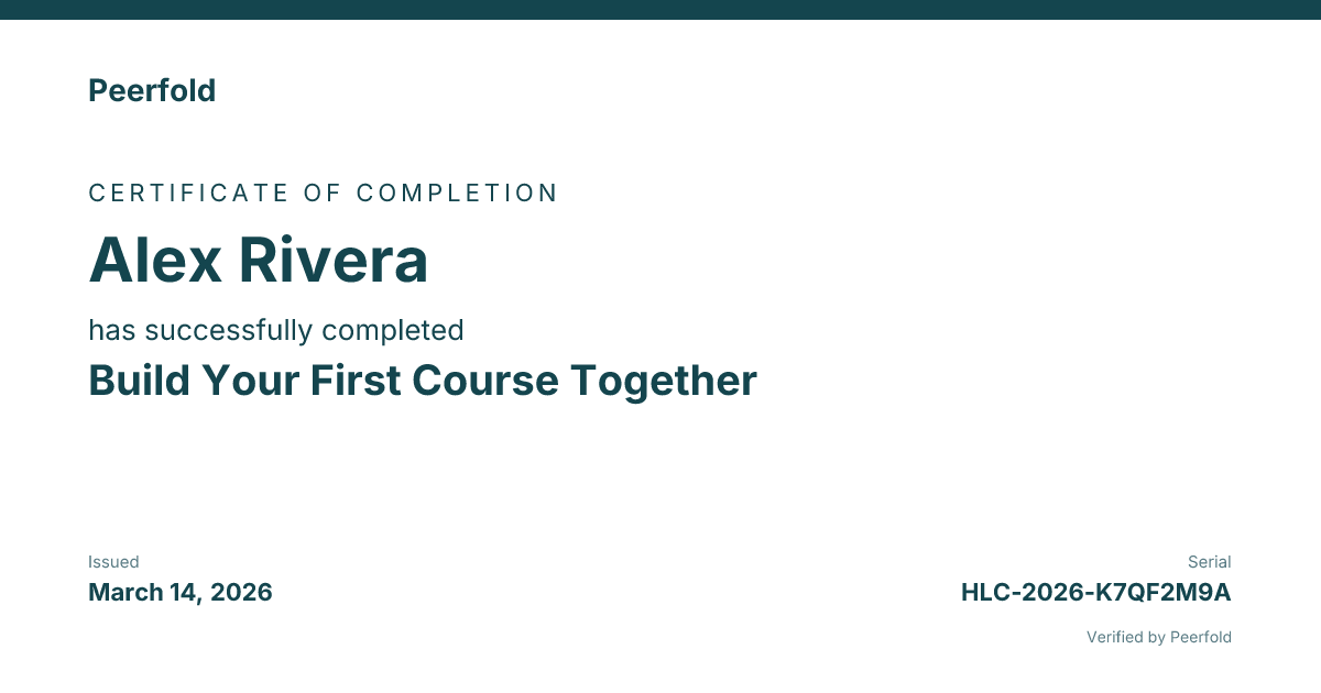An example of the certificate you receive