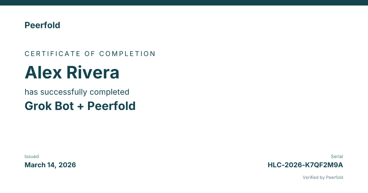 An example of the certificate you receive