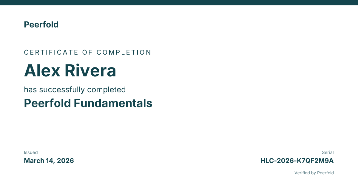 An example of the certificate you receive